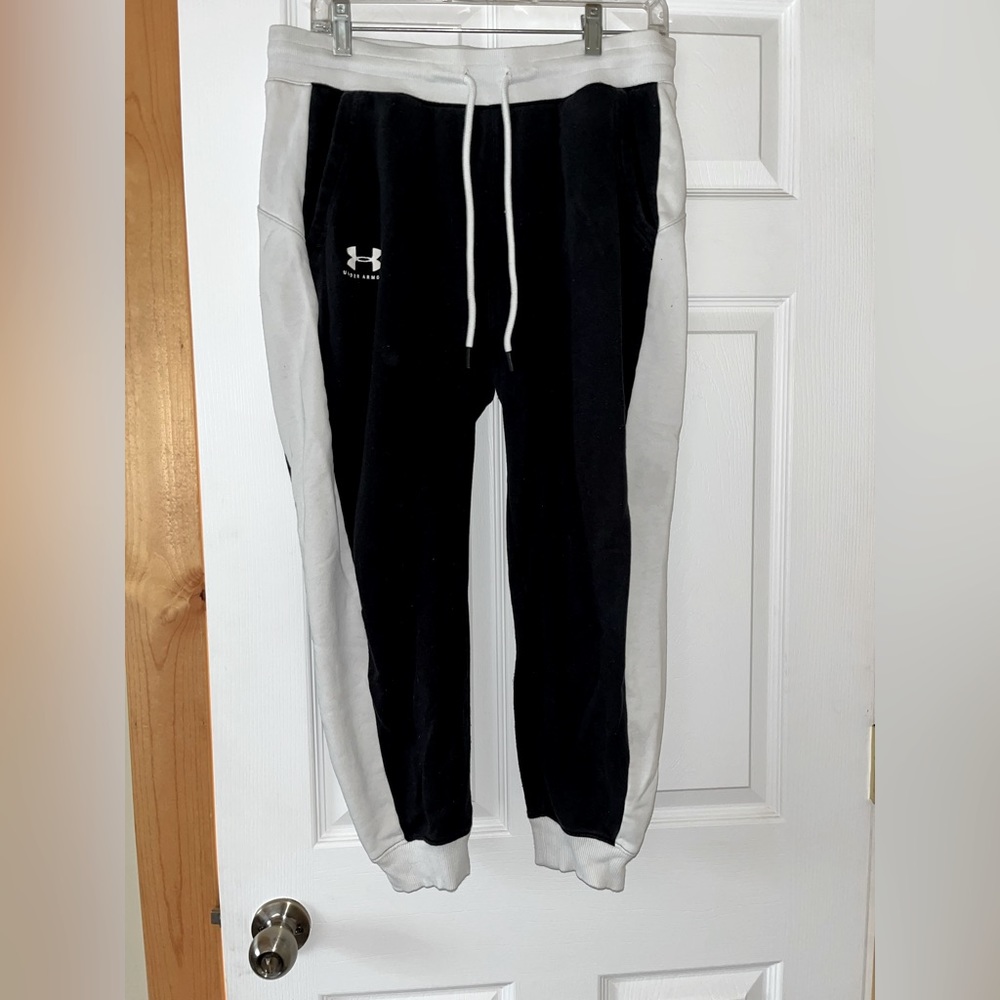 White and Black Under Armour Sweatpants Joggers